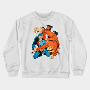 Businessmen and Businesswomen Fighting Retro Comics Vintage Old Cartoon Crewneck Sweatshirt